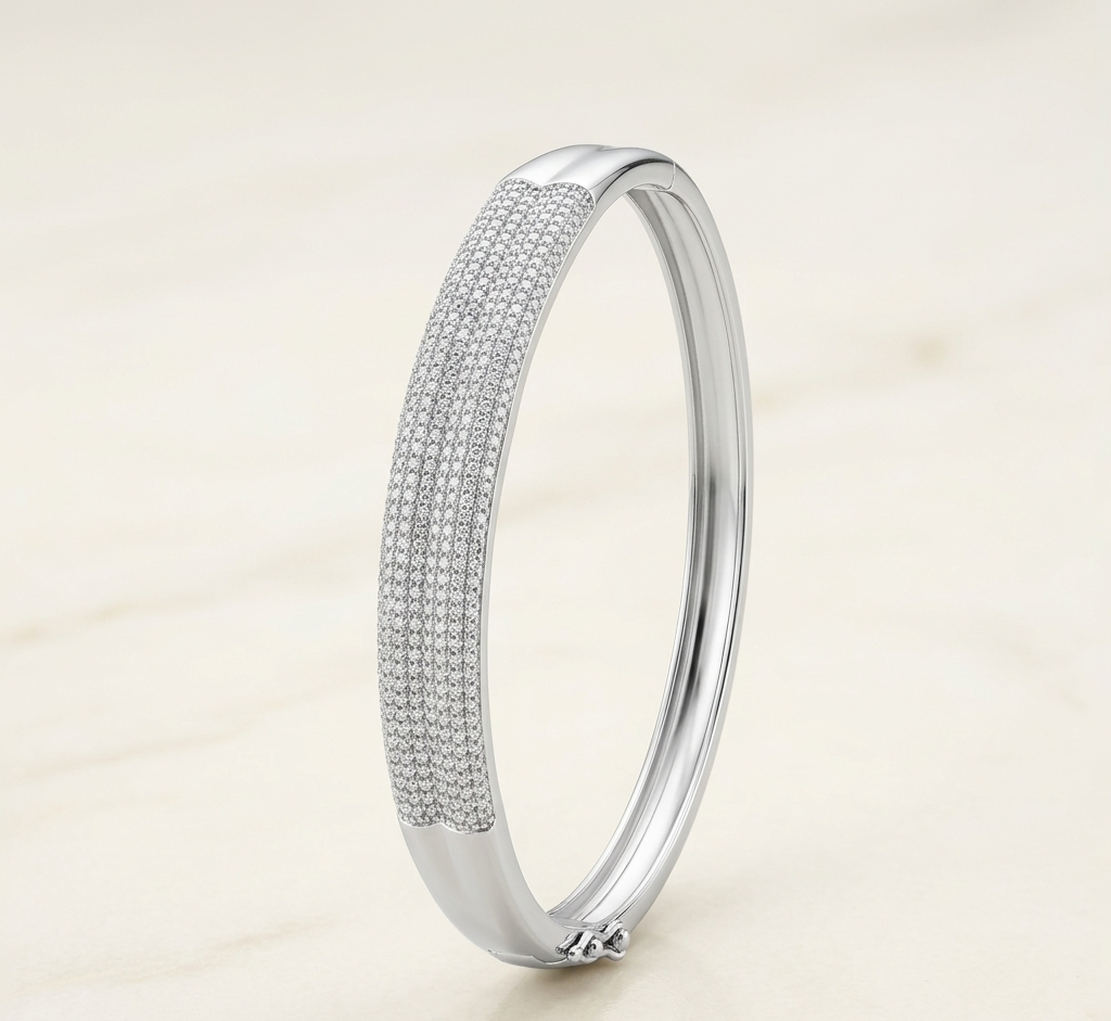 Silver Sparkle Sleek Kada Bracelet
