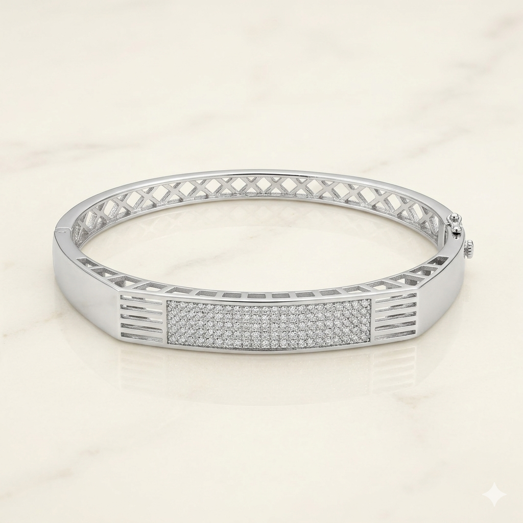 Silver Zircon Studded Men’s Bracelet