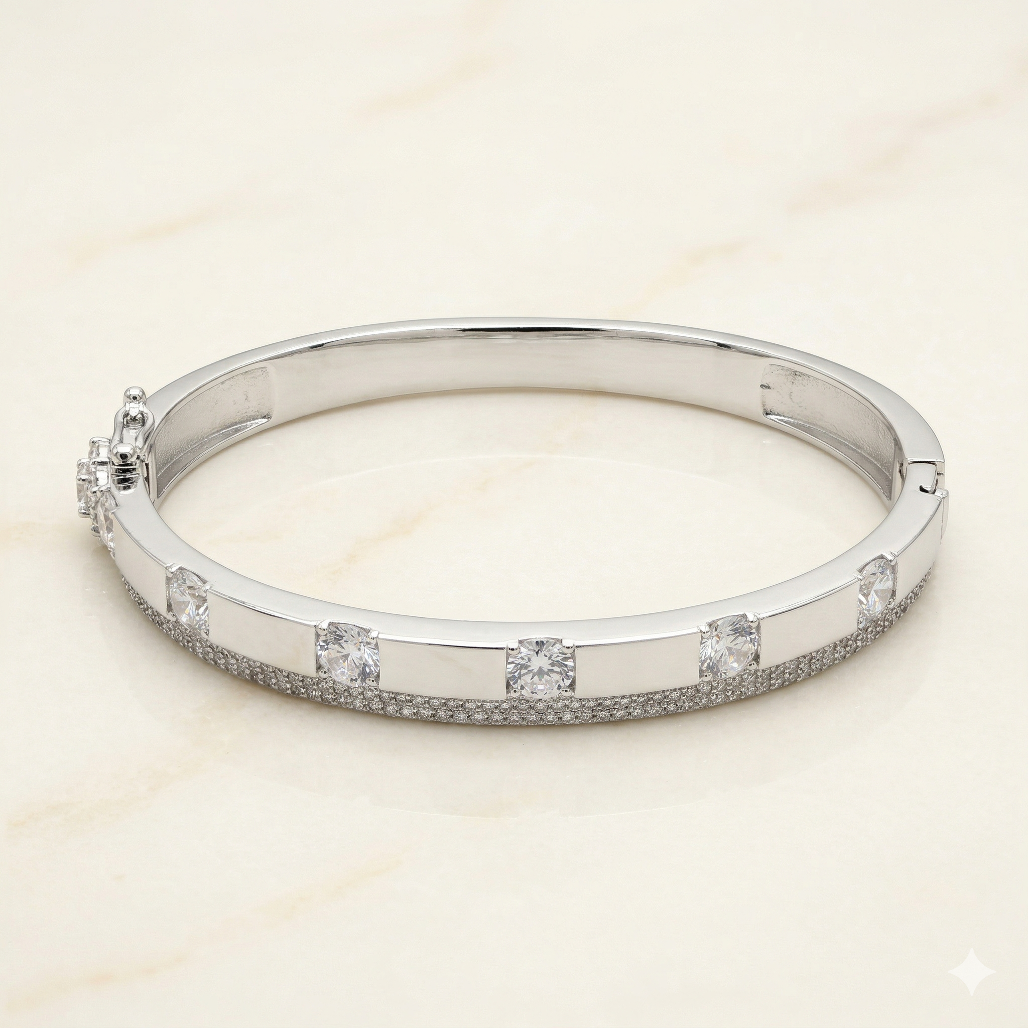Silver Crystal Studded Men’s Bracelet