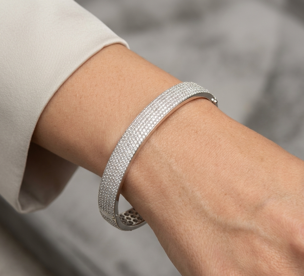 Silver Full Zircon Men’s Bracelet