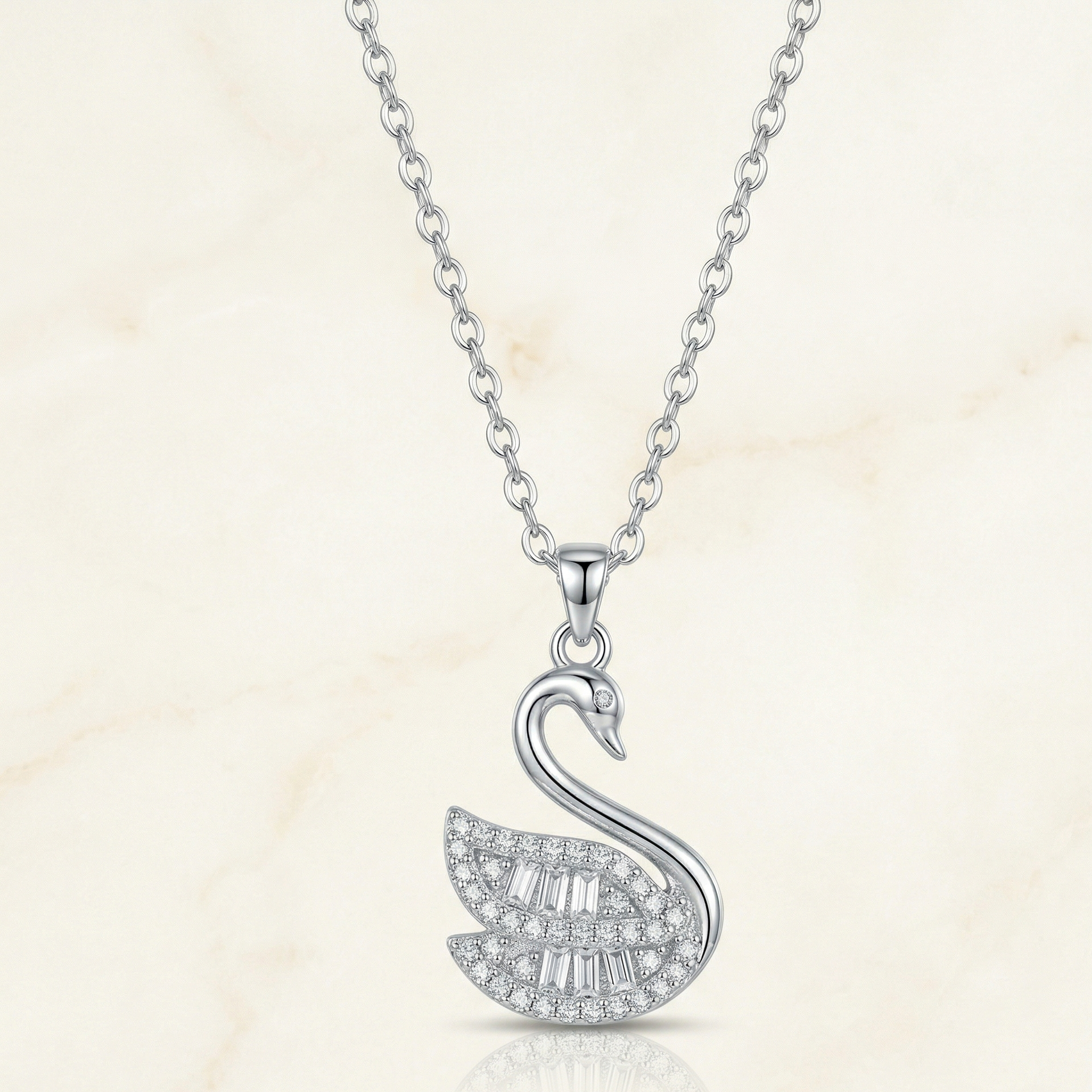 Silver Swan Pendant Necklace