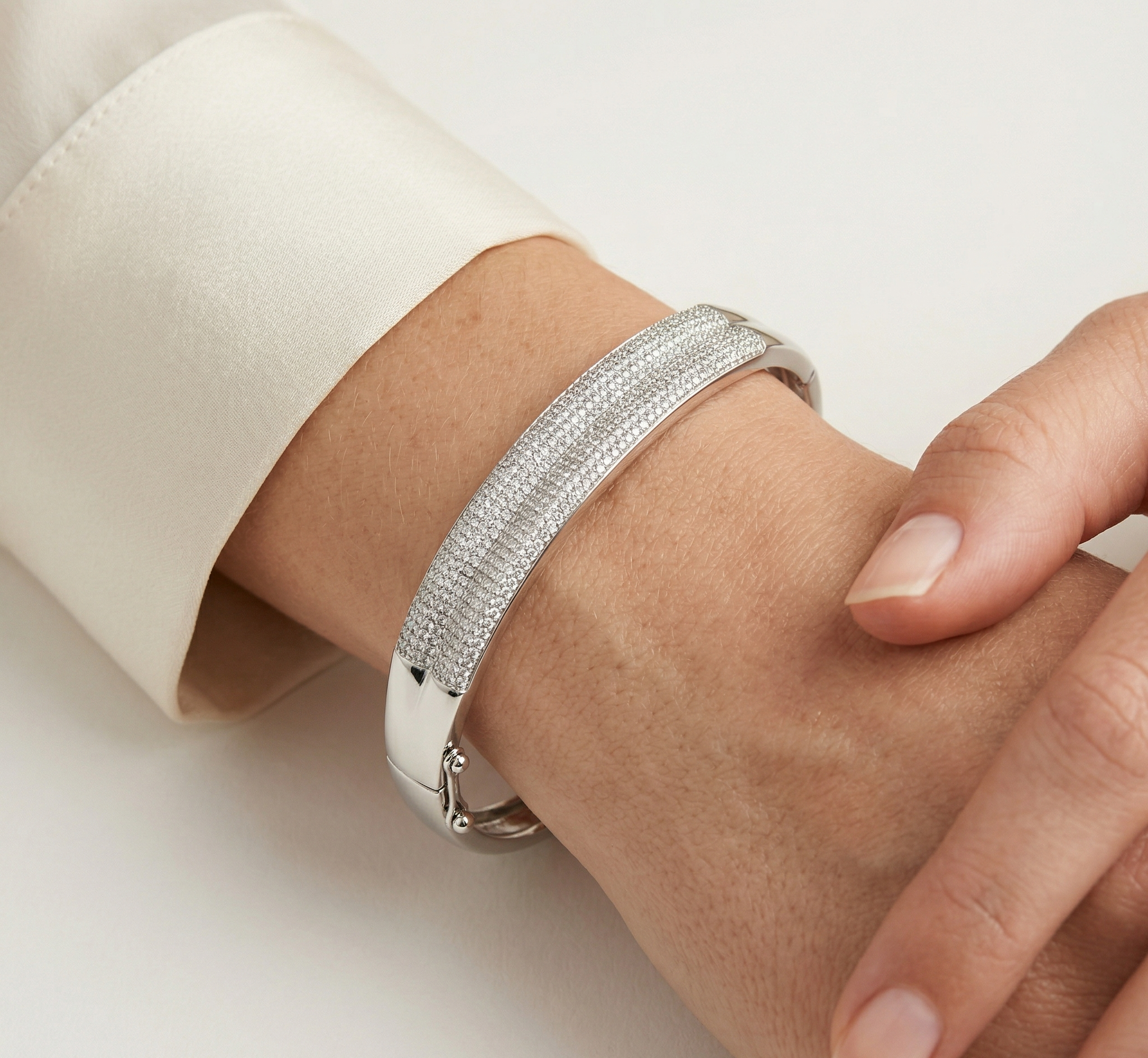 Silver Sparkle Sleek Kada Bracelet
