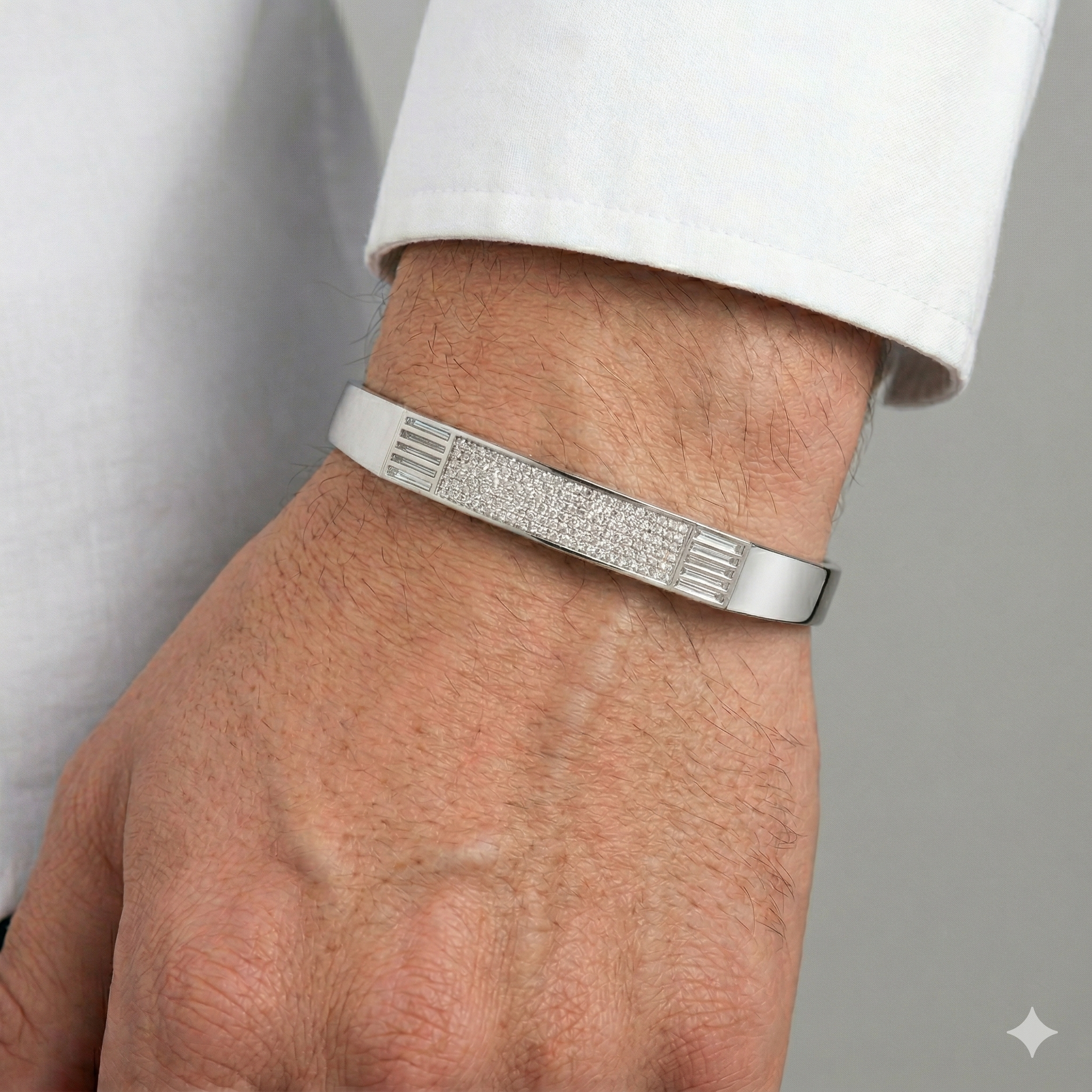 Silver Zircon Studded Men’s Bracelet